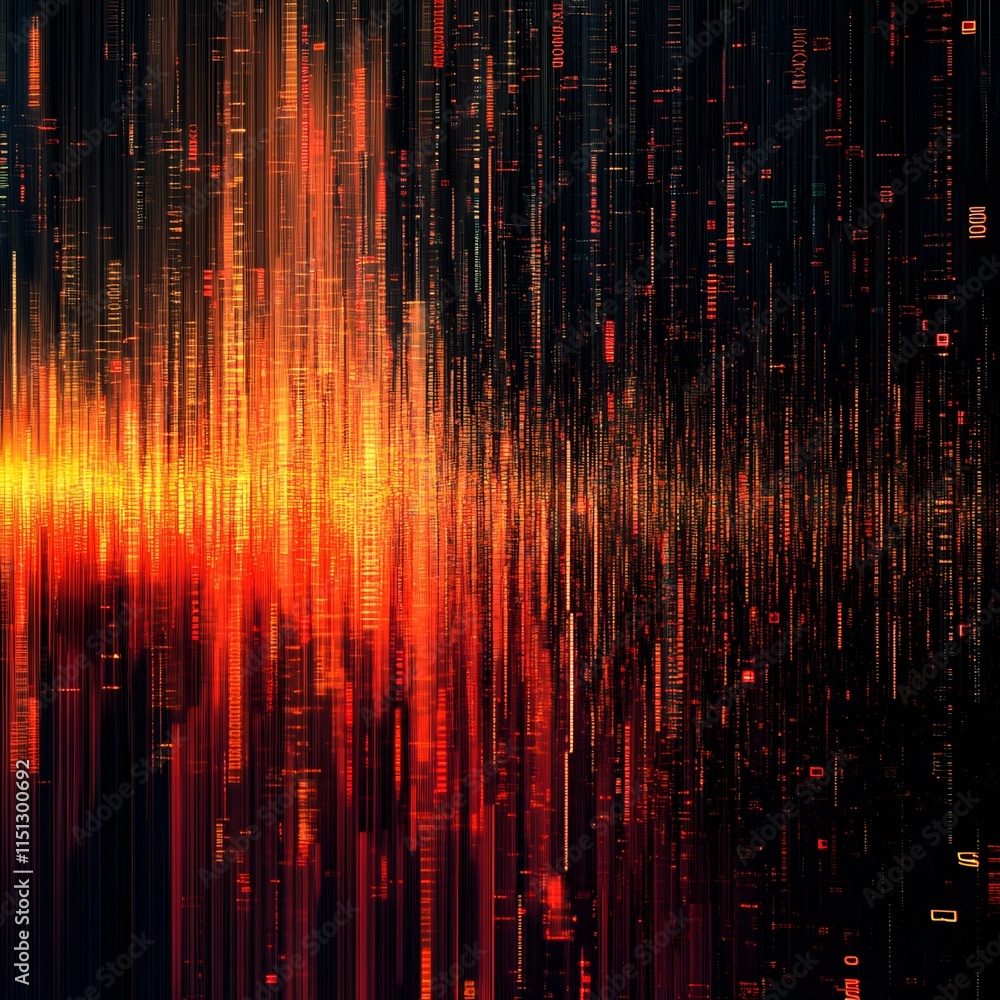 Poster abstract data visualization with digital patterns and colors