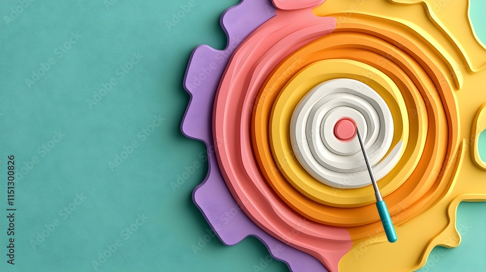 Poster vibrant abstract target design with colorful layers and texture