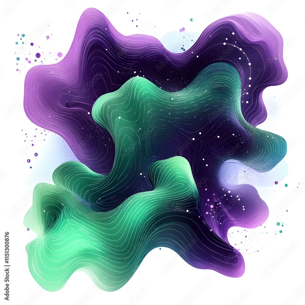 Poster abstract representation of data science with colorful flowing shapes