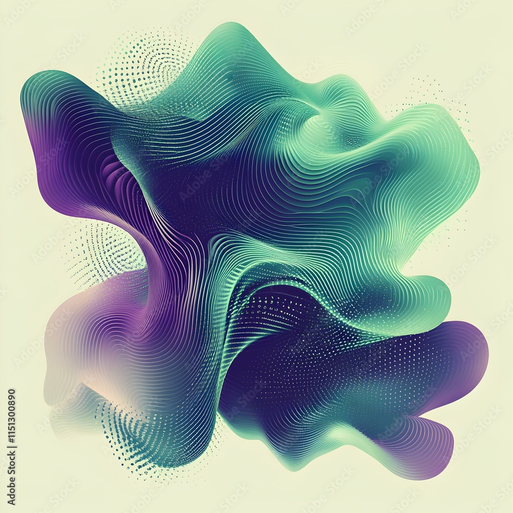 Poster abstract representation of data science concepts in flowing shapes