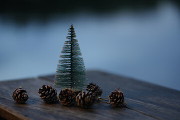 Christmas tree and Christmas decorations' Happy celebration on Christmas Day.