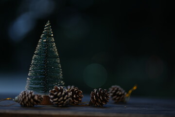 Christmas tree and Christmas decorations' Happy celebration on Christmas Day.