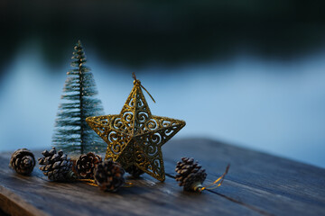 Christmas tree and Christmas decorations' Happy celebration on Christmas Day.
