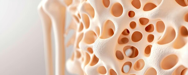 Obraz premium Osteoporosis disease idea. Close-up view of a bone structure highlighting its porous texture and unique patterns.
