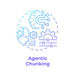 Agentic chunking blue gradient concept icon. Information complexity. Level of segmentation strategy in RAG. Round shape line illustration. Abstract idea. Graphic design. Easy to use in presentation
