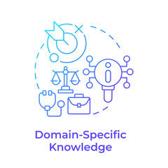 Domain specific knowledge blue gradient concept icon. Specialized databases request. Benefit of RAG services. Round shape line illustration. Abstract idea. Graphic design. Easy to use in presentation