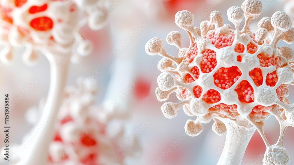 Poster osteoporosis disease idea. close-up of intricate cell structures with vibrant colors and patterns.