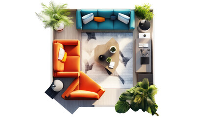 Modern Living Room Design: Top-Down View 