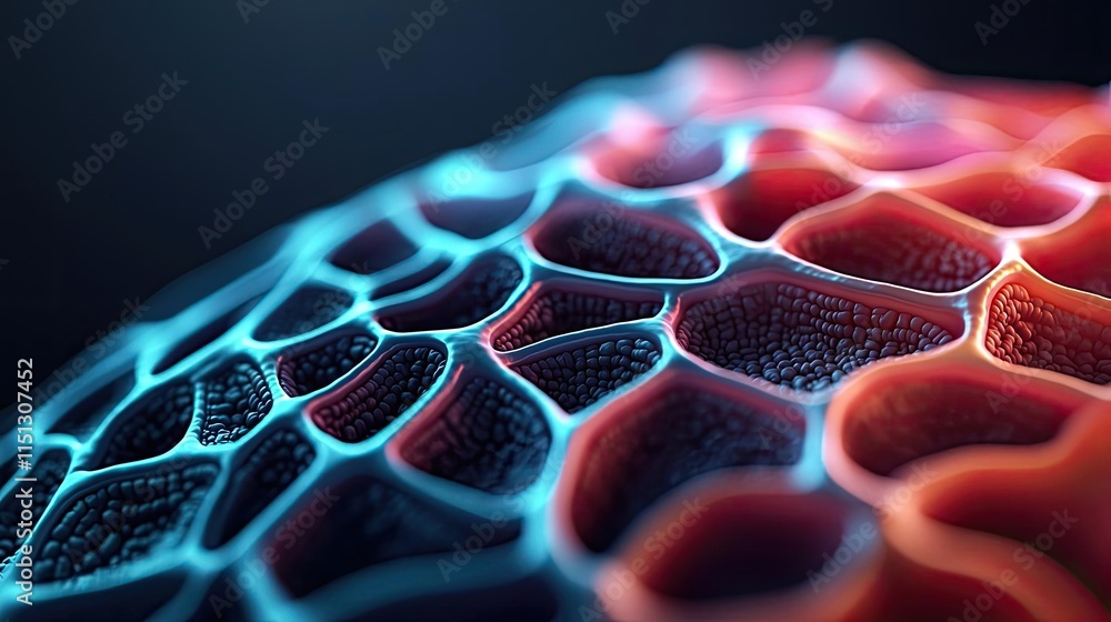 Poster obesity disease concept. a close-up view of an intricate, colorful cellular structure highlighting u