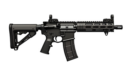 Modified AR-15 rifle with attachments.