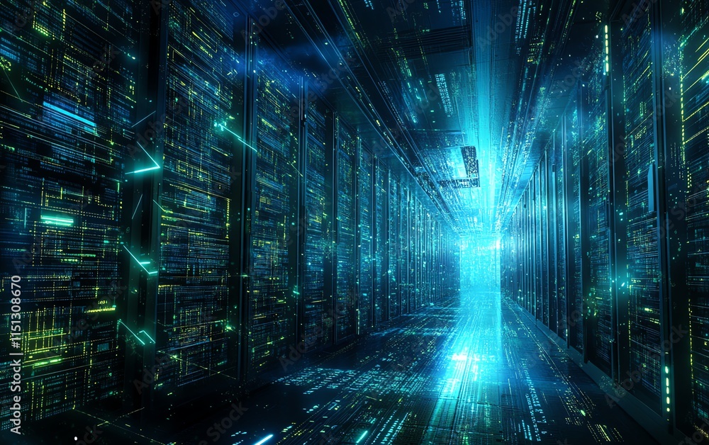 Poster an advanced it security concept background, with 3d encryption symbols, secure server connections, a
