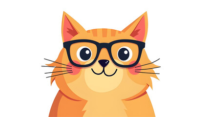 Fototapeta premium Cute orange cat wearing glasses isolated on white.