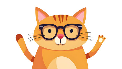 Obraz premium Cute orange cat wearing glasses isolated on white.