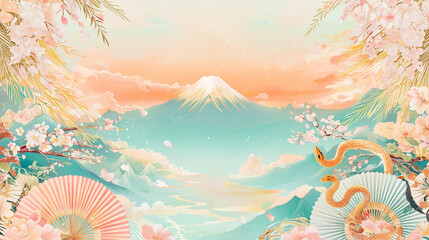 和柄-富士山と蛇
