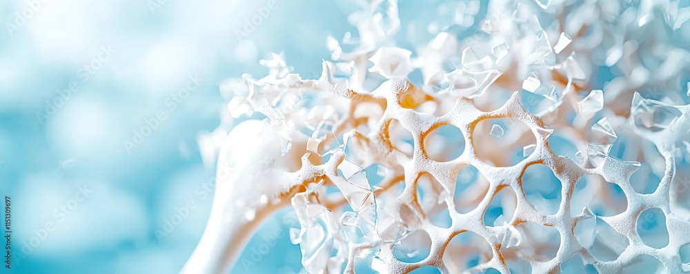 Poster osteoporosis disease idea. close-up of intricate cellular structures showcasing unique patterns and 