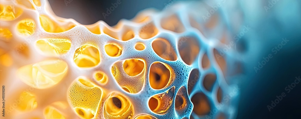 Aufkleber osteoporosis disease idea. close-up view of intricate cellular structure showcasing patterns and col