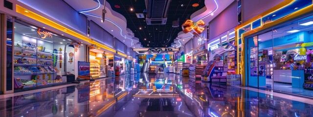 Vibrant Neon Arcade with Colorful Lights