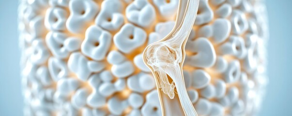 Osteoporosis disease idea. Detailed illustration of a human joint showcasing intricate bone structure.