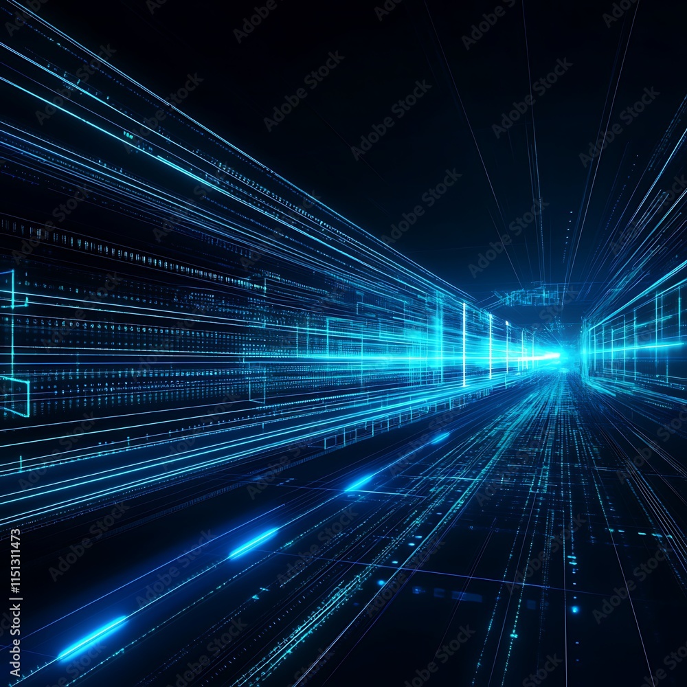 Poster abstract digital background with light lines and data streams for technology and innovation concepts