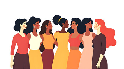 Fototapeta premium Women of different nationalities and cultures standing together diversity.