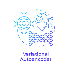 Variational autoencoder blue gradient concept icon. Generate new similar to original data. RAG technologies. Round shape line illustration. Abstract idea. Graphic design. Easy to use in article