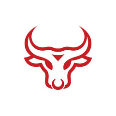 minimalist red bull head logo design
