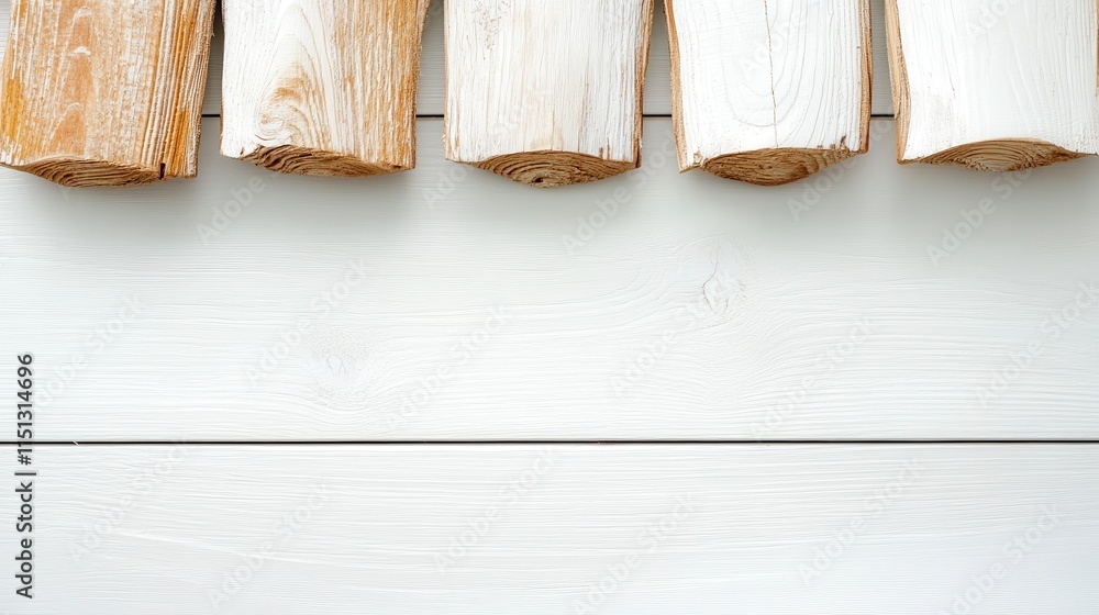 Poster a close-up view of several logs arranged neatly, displaying their natural texture and colors against