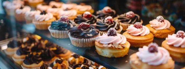 Variety of Cupcakes with Chocolate and Fruit Toppings