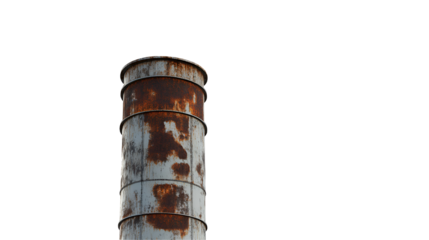 Rusty Industrial Chimney Belching Dark Smoke Pollution Air