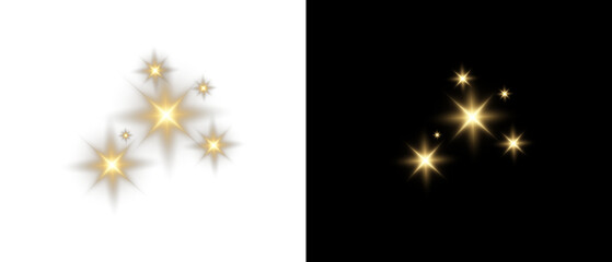 Png gold star light, sparkle. Yellow light effect. Shining light with yellow gold color. Png...