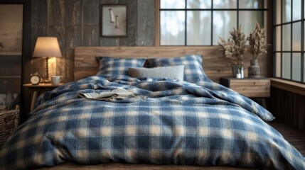 Cozy bed with a flannel comforter