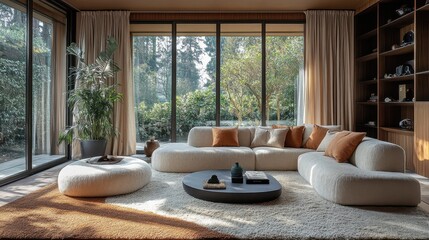 Cozy living room with a thick rug