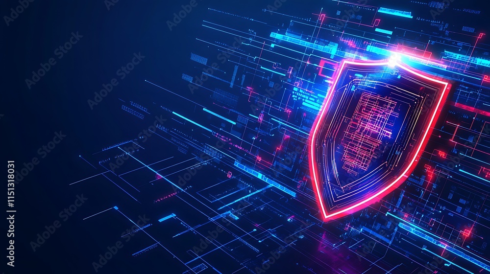 Aufkleber digital shield concept representing cybersecurity protection against threats and vulnerabilities in 