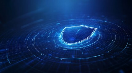 Digital Shield Concept with Futuristic Technology Elements and Abstract Background for Cybersecurity Themes