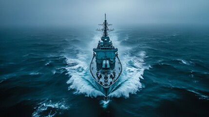 Indian Navy ship navigating monsoon seas