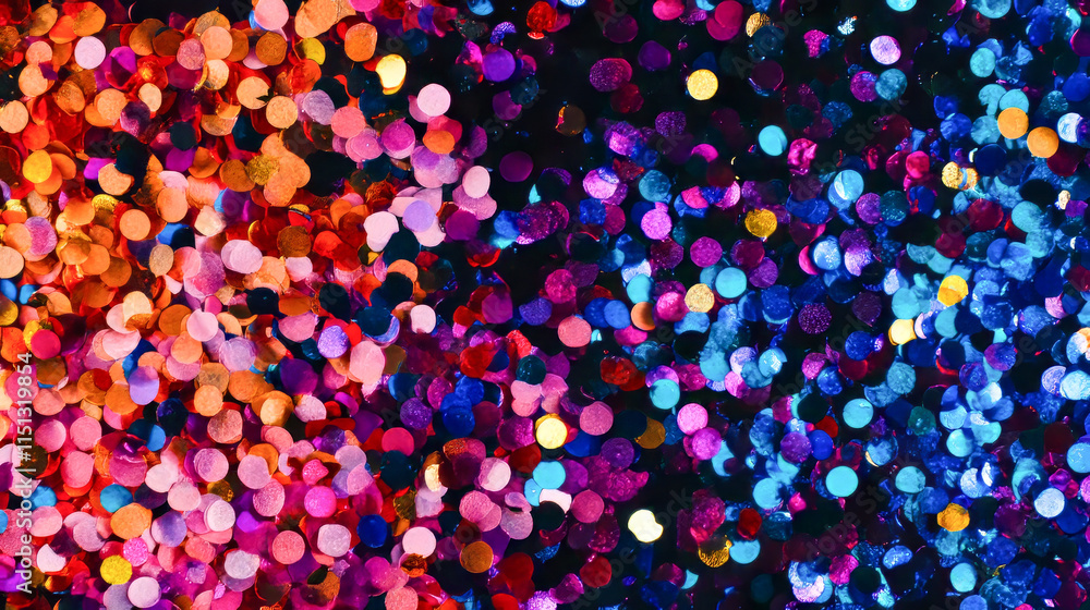 Poster vibrant multicolored glitter in abstract bokeh pattern