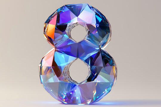 Crystal with gem and diamond  0, 1, 2, 3, 4, 5, 6, 7, 8, 9. luxury number. Party, birthday, celebrate anniversary and wedding. Realistic design elements.