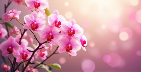 Natural pink floral wallpaper for background with space for text