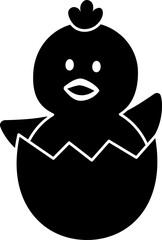 Easter chick icon.
Isolated Easter chick sitting in an eggshell silhouette. 
Transparent background.