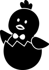 Easter chick icon.
Isolated Easter chick sitting in an eggshell silhouette. 
Transparent background.