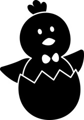 Easter chick icon.
Isolated Easter chick sitting in an eggshell silhouette. 
Transparent background.