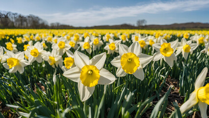 Fototapeta premium A field filled with daffodil blooms