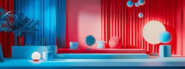 Modern Bathroom with Blue Lighting