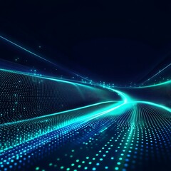 Obraz premium Dynamic Abstract Background with Bright Lights and Dots in a Futuristic Digital Landscape