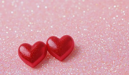 Obraz premium Romantic Valentine's Day Greeting with Glitter Hearts