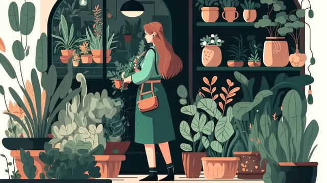 Agriculture gardener hobby and garden job. Woman planting gardens flowers, gardener flowers. Flat vector illustration.