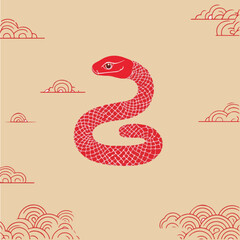 Obraz premium Snake silhouette icon Chinese newyear greeting card illustration