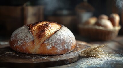 Freshly baked bread with a crusty top