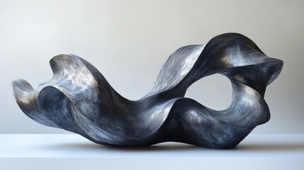 Abstract dark gray sculptural form.