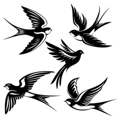 Obraz premium set of icons of swallows in flight